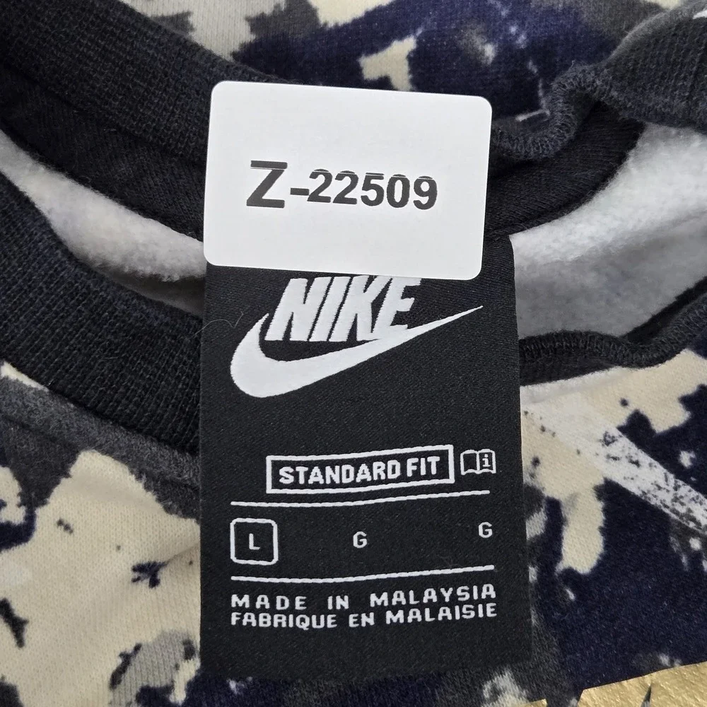 Nike Girl Sweatshirt L Blue Camouflage Cropped Fleece Swoosh‎ Logo Pullover